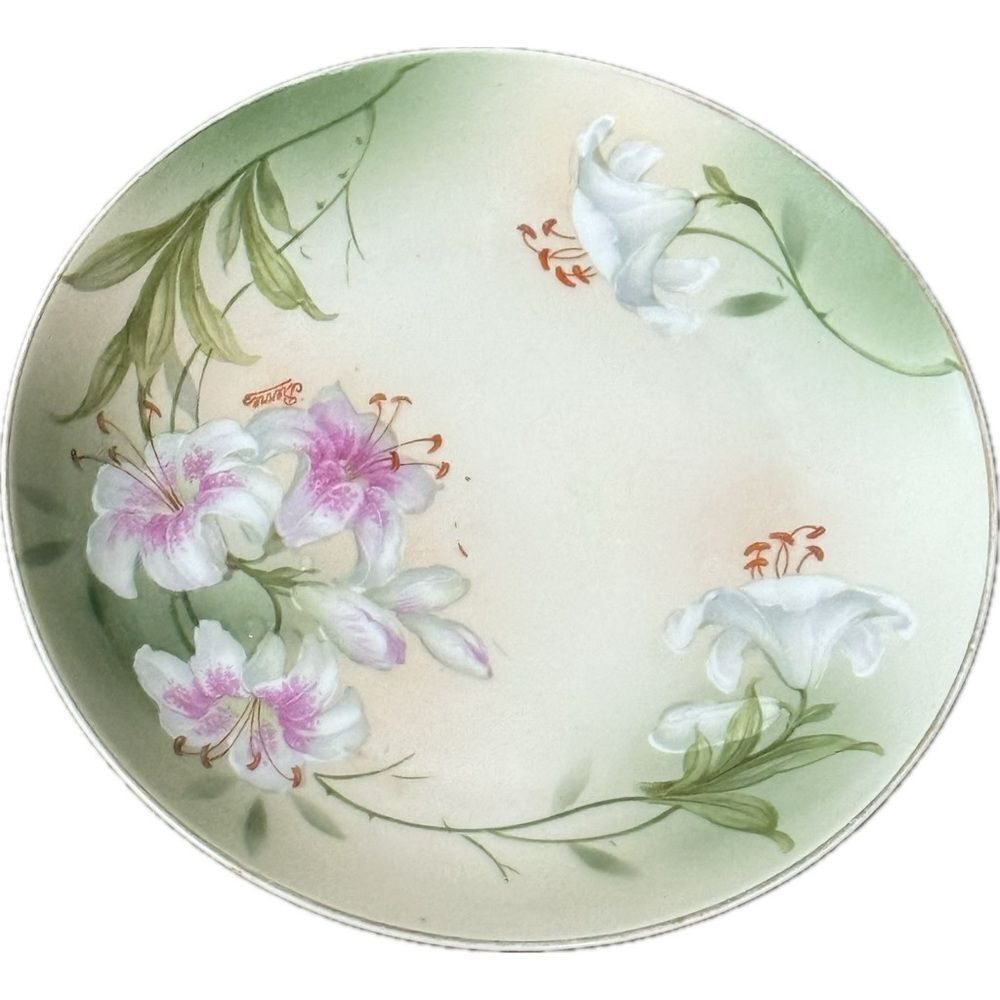 1959 Hand-Painted Bavarian Porcelain‎ Plate -
Floral Design